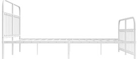 Estrutura de cama com cabeceira e pés 160x200 cm metal branco
