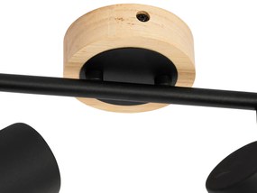 Spot moderno preto com madeira inclinável 2 luzes - Jeana Moderno,Industrial