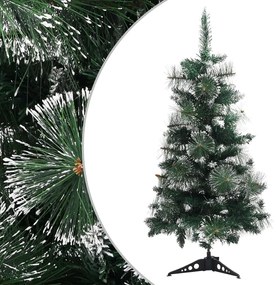 vidaXL Árvore de Natal artificial c/ suporte 90 cm PVC verde e branco