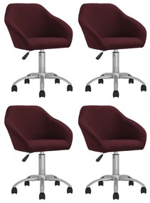 vidaXL Cadeiras de jantar giratórias 4 pcs tecido roxo