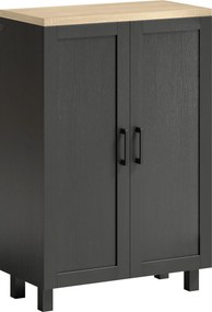Aparador Estreito de Sala com 2 Portas e Prateleira Ajustável, 60x30x90 cm, Preto