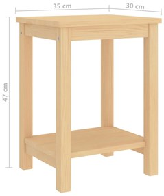 Mesa de cabeceira 35x30x47 cm madeira de pinho maciça natural