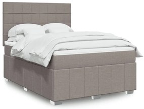 vidaXL Cama com molas/colchão 160x200 cm tecido castanho-acinzentado