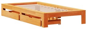Cama sem colchão 90x190 cm madeira de pinho maciça castanho-mel