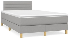 Cama box spring c/ colchão e LED 120x190 cm tecido cinza-claro
