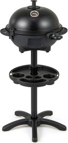Grelhador elétrico exterior de 1200 W com placa de cozedura antiaderente de 2 zonas e temperatura ajustável Preto