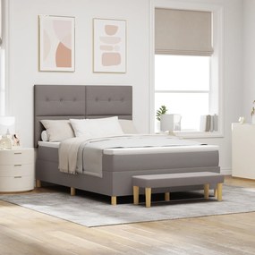 Cama Box com Colchão e Banco Taupe 140x190 cm Tecido