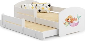 Cama de casal Sereia Luk 160x80 - Branco -colchão e estrado incluído