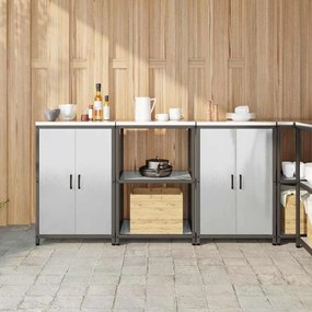 vidaXL Conjunto de Armazenamento de Cozinha com prateleira 3 pcs Prata
