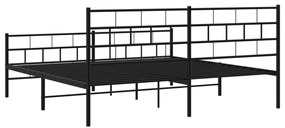 Estrutura de cama com cabeceira e pés 193x203 cm metal preto