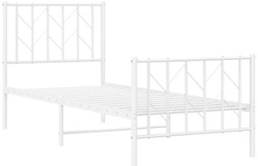 Estrutura de cama com cabeceira e pés 75x190 cm metal branco