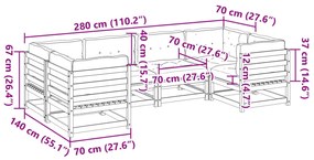 6 pcs conjunto sofás de jardim c/ almofadões pinho impregnado