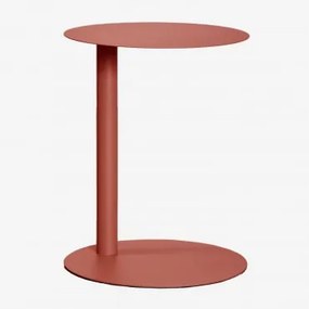 Mesa Auxiliar Para Jardim Redonda Ø40 Cm Em Aço Yannik Terracota - Sklum