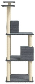 Árvore p/ gatos c/ postes arranhadores sisal 141cm cinza-escuro