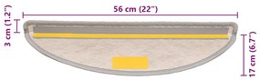 Tapetes escada adesivos aspeto sisal 15 pcs 56x17x3cm platinado