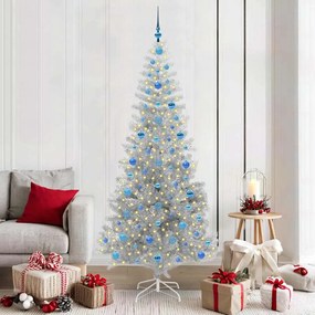 vidaXL Árvore de Natal com 300 LEDs com suporte Prateado 210 cm PET