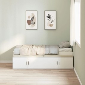 Cama de Armazenamento Branca 100x200 cm