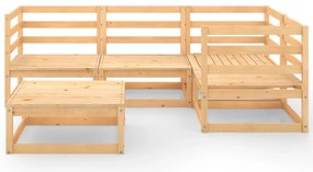 5 pcs conjunto lounge de jardim pinho maciço