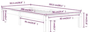 Estrutura de cama 90x200 cm pinho maciço branco