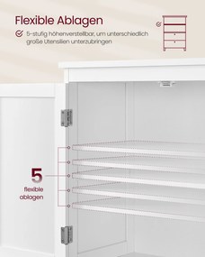 Armário de casa de banho 30 x 60 x 110 cm com 2 portas e 2 gavetas Branco