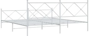 Estrutura de cama com cabeceira e pés 200x200 cm metal branco