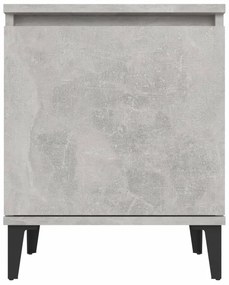 Mesa de cabeceira c/ pernas em metal 40x30x50 cm cinza cimento