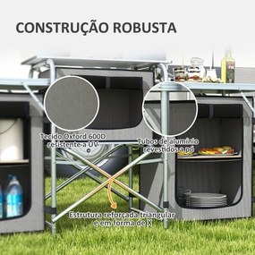 Móvel de Cozinha para Campismo Armário para Campismo Dobrável com 3 Ta