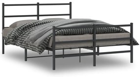 Estrutura de cama com cabeceira e pés 135x190 cm metal preto