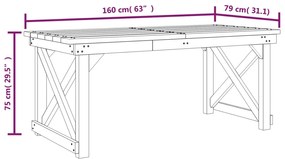 3 pcs conjunto de jantar para jardim pinho impregnado maciço