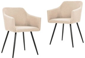 vidaXL Cadeiras de jantar 2 pcs tecido cor creme