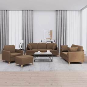 vidaXL 4 pcs conjunto de sofás com almofadas tecido castanho