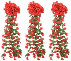 Grinaldas de flores de Natal 3 pcs 85 cm vermelho
