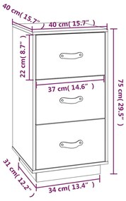 Mesas de cabeceira 2 pcs 40x40x75 cm pinho maciço castanho mel