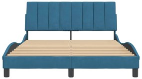 Estrutura de cama c/ cabeceira 120x200 cm veludo azul