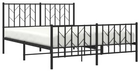 Estrutura de cama com cabeceira e pés 140x200 cm metal preto