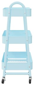Carrinho de arrumação 3 camadas 42x41,5x77 cm aço azul