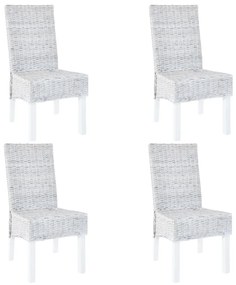 vidaXL Cadeiras de jantar 4 pcs vime Kubu e madeira mangueira branco