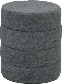 HOMCOM Pufe, redondo, Teddyfleece, até 120 kg, Φ40x45H cm, Cinza escuro | Aosom Portugal