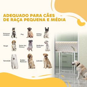 Barreira de Segurança para Cães com Largura Ajustável 76-104 cm  2 Extensões para Escadas e Portas 76-104x104 cm Branco