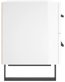 Mesas de cabeceira 2pcs derivados de madeira branco brilhante