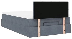 Cama otomana com colchão 120x190 cm veludo cinzento-escuro