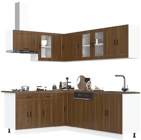 vidaXL 11 peças armário de cozinha conjunto Porto carvalho castanho