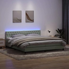 vidaXL Cama box spring c/ colchão e LED cinzento-claro 200x210 cm veludo