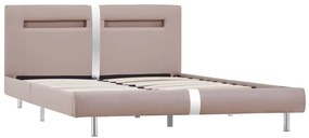 Estrutura de cama c/ LEDs 120x200cm couro artificial cappuccino