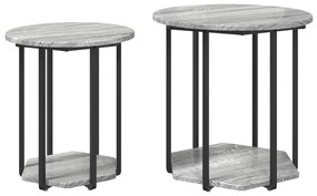 Conjunto de Mesas Laterais 2 pcs em Cinza Sonoma, Madeira Revestida e