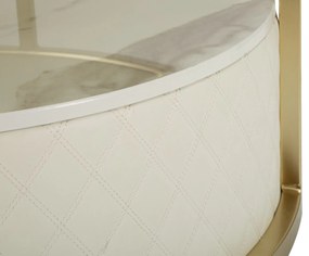 MESA DE CENTRO SHARON BRANCA E DOURADA Ø 75X40 CM