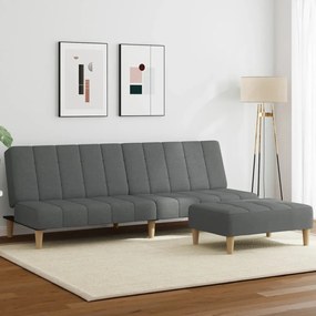 vidaXL Sofá-cama de 2 lugares c/ apoio de pés tecido cinzento-escuro