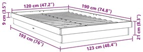 Estrutura de cama sem colchão 120x190 cm Madeira de carvalho