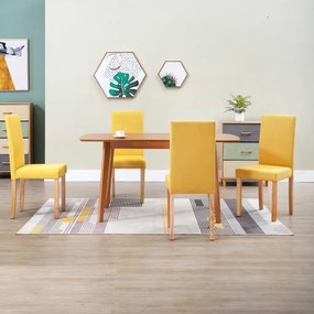 vidaXL Cadeiras de jantar 4 pcs tecido amarelo