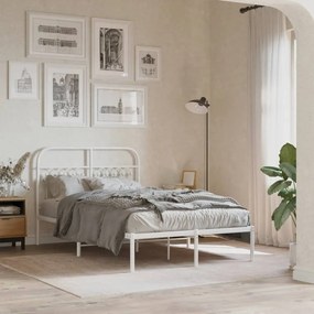 vidaXL Estrutura de cama com cabeceira 120x200 cm metal branco